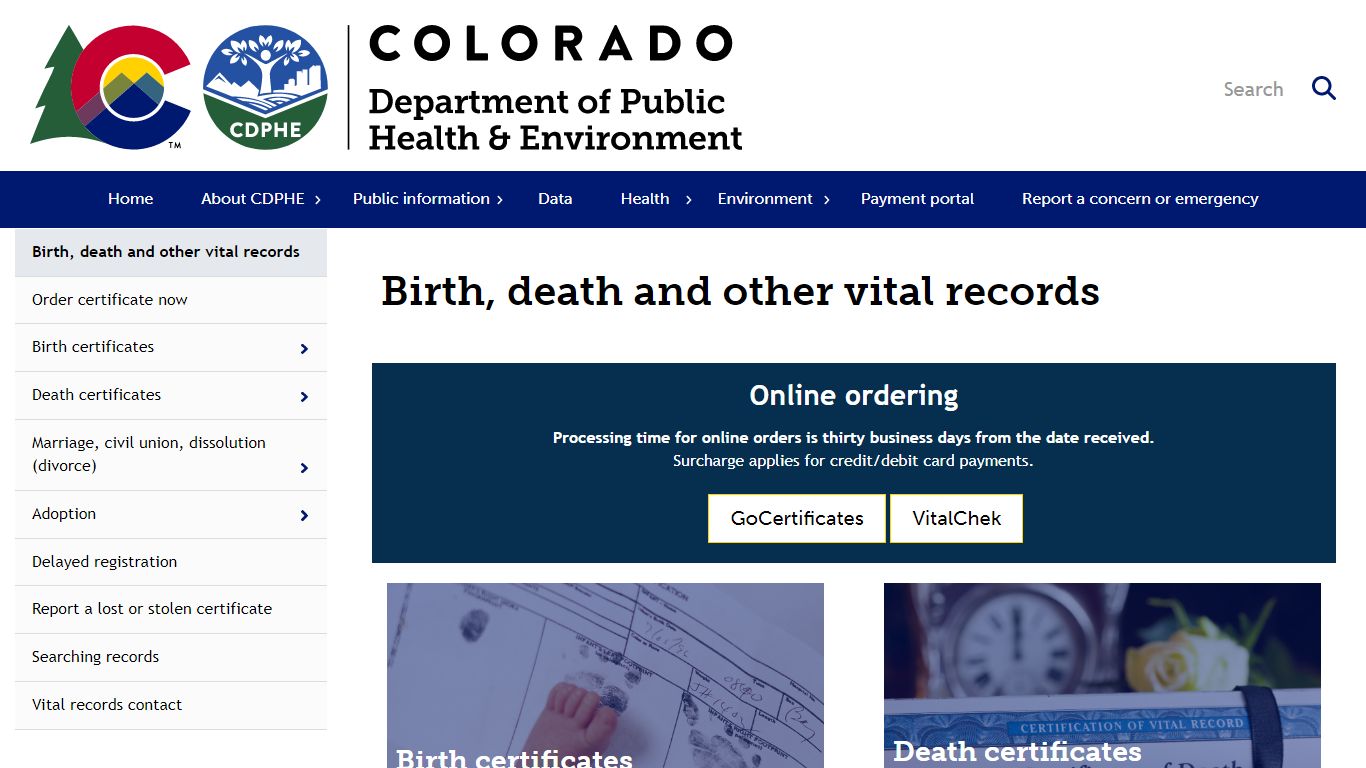 Birth, death and other vital records - Colorado Department of Public ...